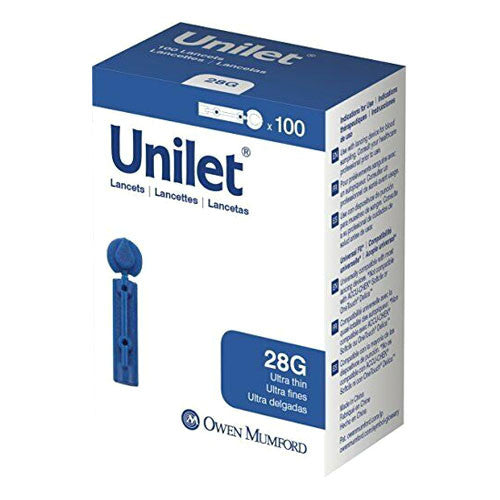 Owen Mumford Comfort Unilet Ultra Thin Lancets, 28 Gauge, 100 Ea